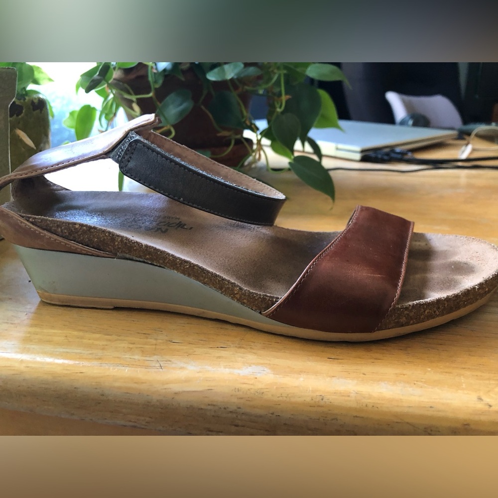 Naot Brown and Gray Wedge